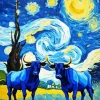 Blue Cow Bulls Diamond Painting