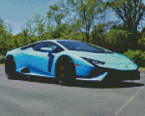 Blue Lamborghini Car Diamond Painting