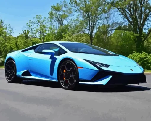 Blue Lamborghini Car Diamond Painting