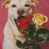 Dog Holding Roses Diamond Painting