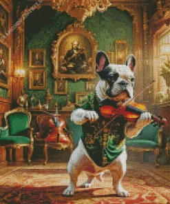 Dog Playing Violin Diamond Painting