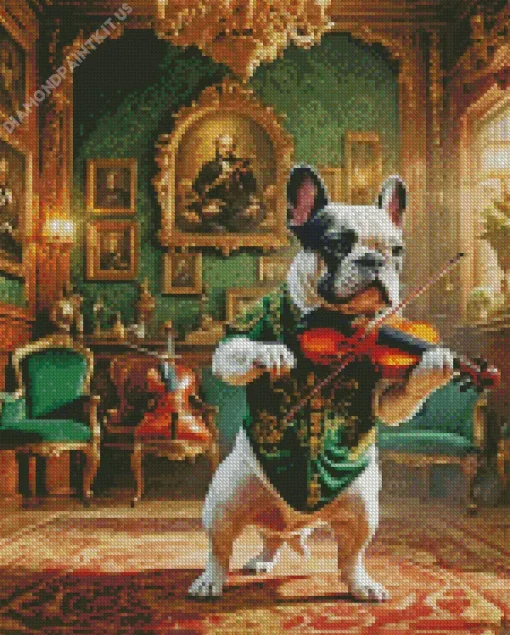 Dog Playing Violin Diamond Painting