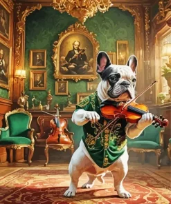 Dog Playing Violin Diamond Painting