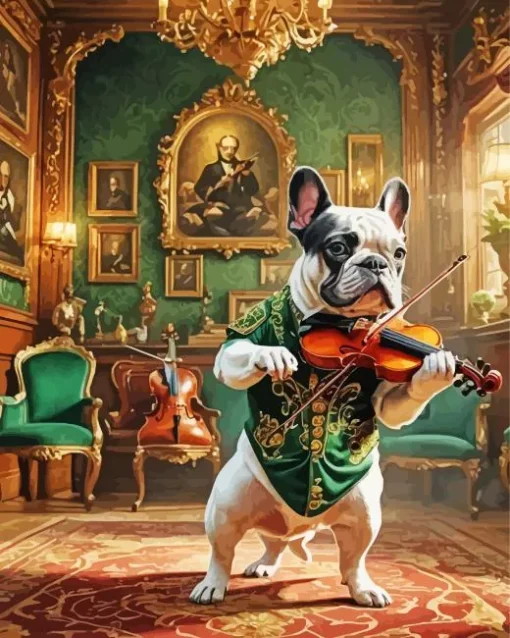 Dog Playing Violin Diamond Painting