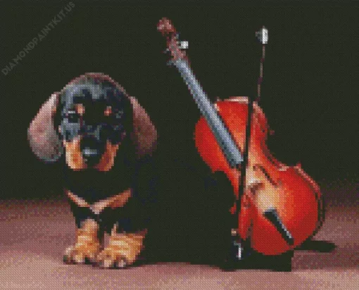 Dog Playing Violin Art Diamond Painting