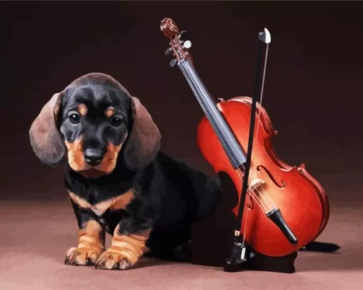 Dog Playing Violin Art Diamond Painting