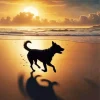 Dog Silhouette Sunset Diamond Painting