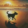 Dog Silhouette Sunset Diamond Painting