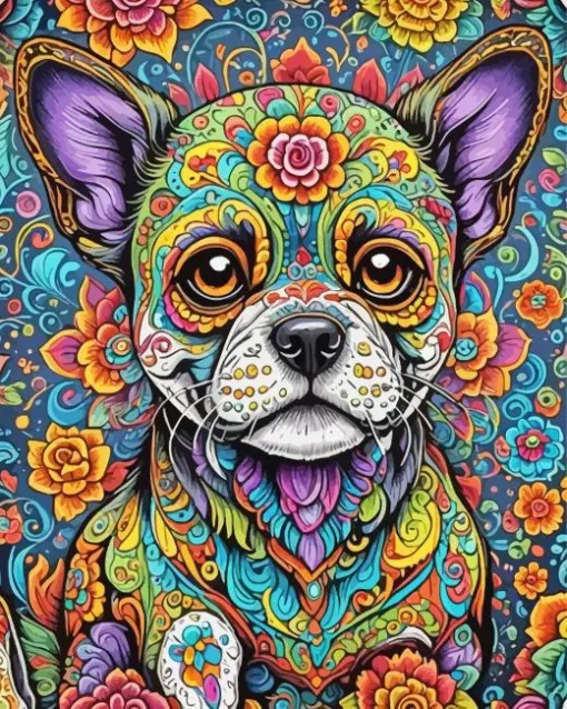 Dog Sugar Skull Diamond Painting