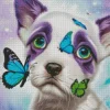 Dog With Butterflies Art Diamond Painting