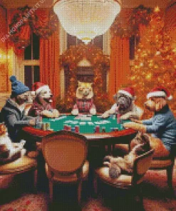 Dogs And Cats Playing Poker Diamond Painting