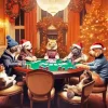 Dogs And Cats Playing Poker Diamond Painting