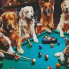 Dogs Around Pool Table Diamond Painting