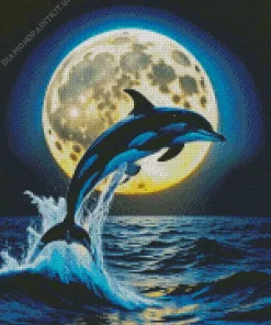 Dolphin And Moon Diamond Painting