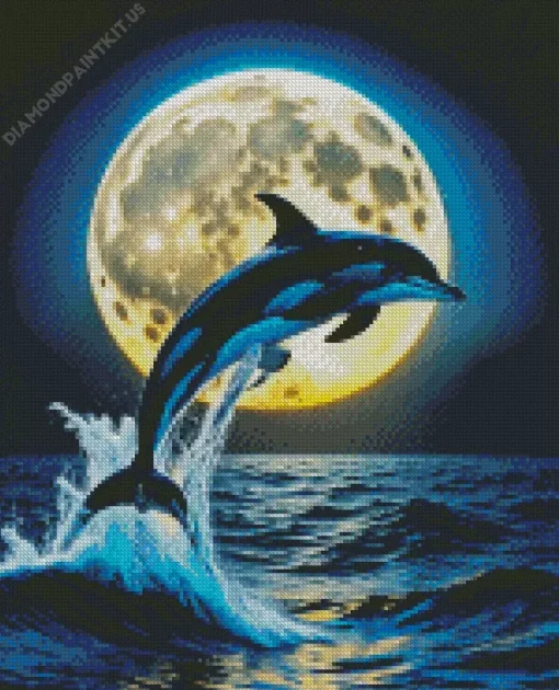 Dolphin And Moon Diamond Painting