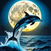 Dolphin And Moon Diamond Painting