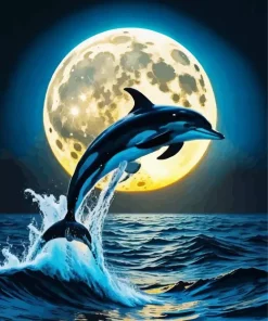 Dolphin And Moon Diamond Painting