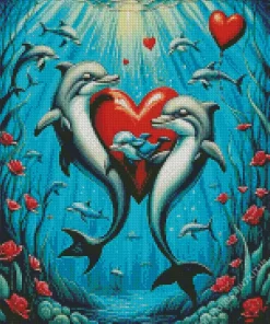 Dolphin Heart Art Diamond Painting