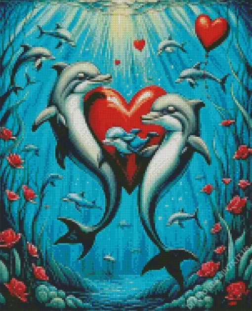 Dolphin Heart Art Diamond Painting