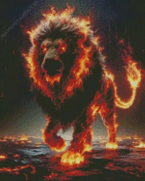 Fire Lion Diamond Painting