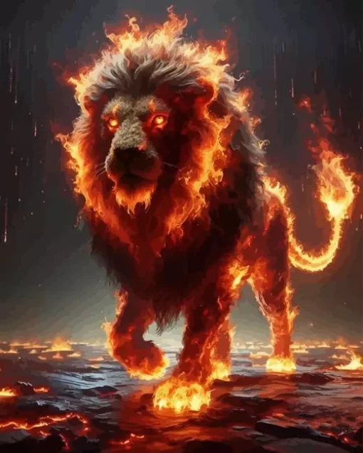 Fire Lion Diamond Painting