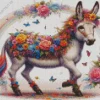 Floral Donkey Flowers Diamond Painting