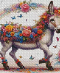 Floral Donkey Flowers Diamond Painting