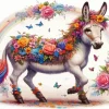 Floral Donkey Flowers Diamond Painting