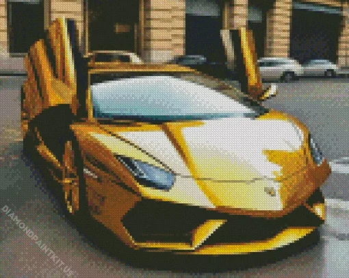 Golden Lamborghini Diamond Painting