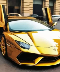 Golden Lamborghini Diamond Painting