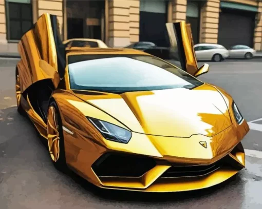 Golden Lamborghini Diamond Painting