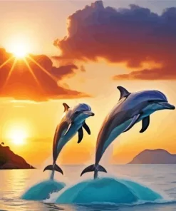 Jumping Dolphins Diamond Painting