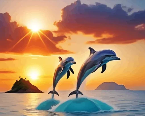 Jumping Dolphins Diamond Painting