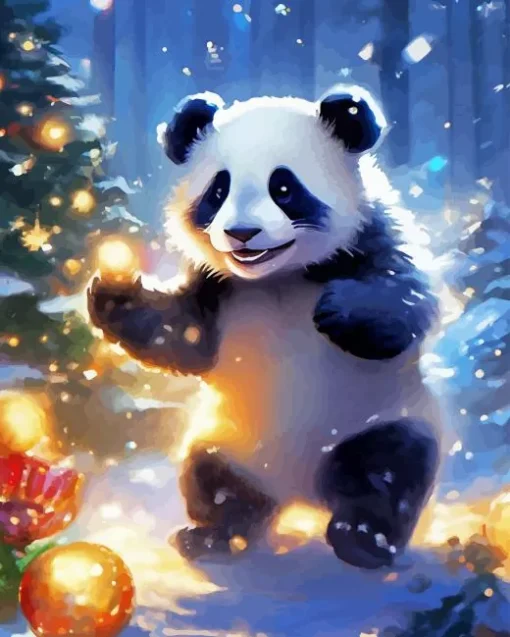 Panda Celebrating Christmas Diamond Painting