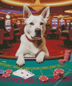 White Dog Casino Diamond Painting